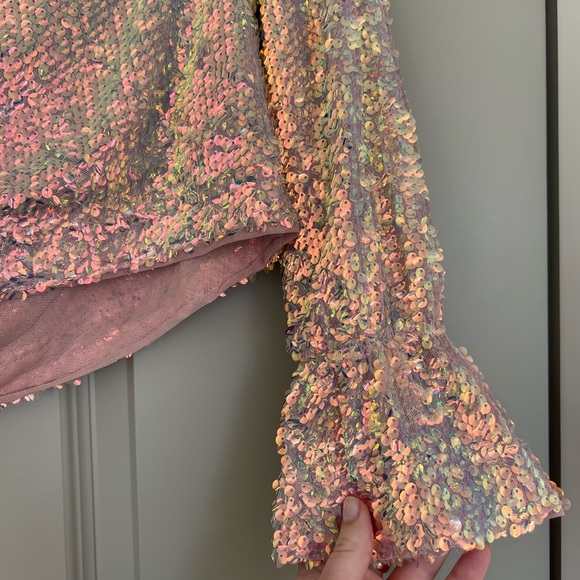 Free People Pink/Metallic Moonstruck Top! Sold out on FP!! - Picture 6 of 9